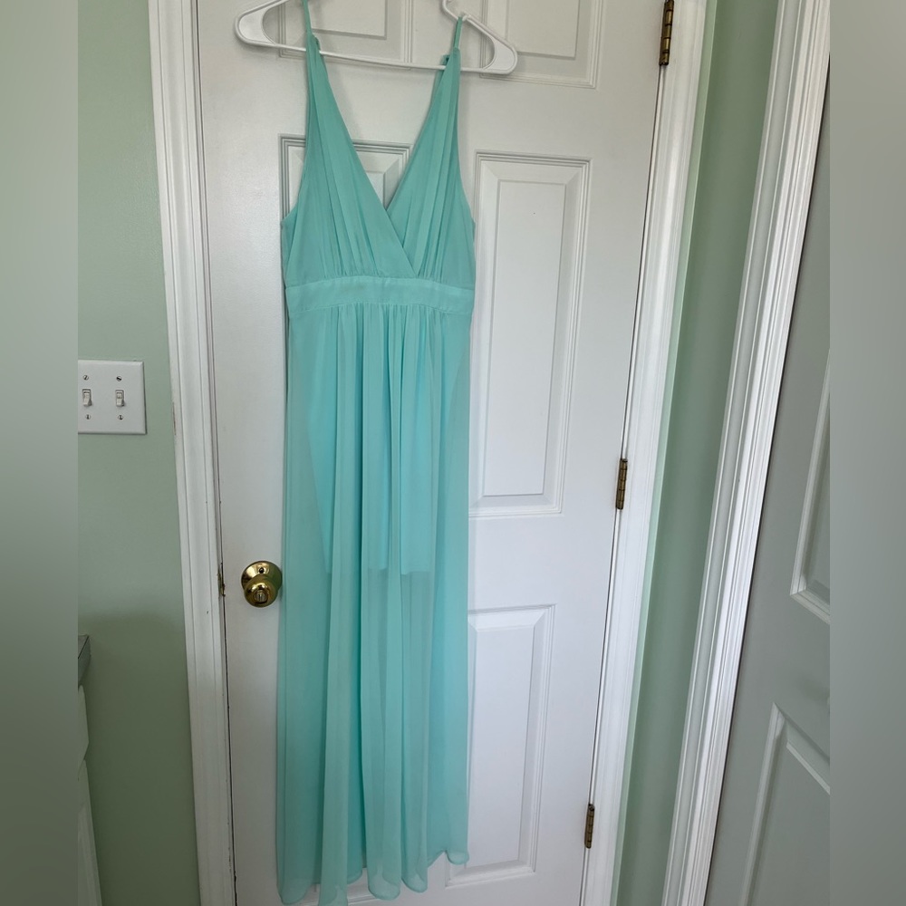 Express Blue/green Dress Chiffon Spaghetti strap, V-neck